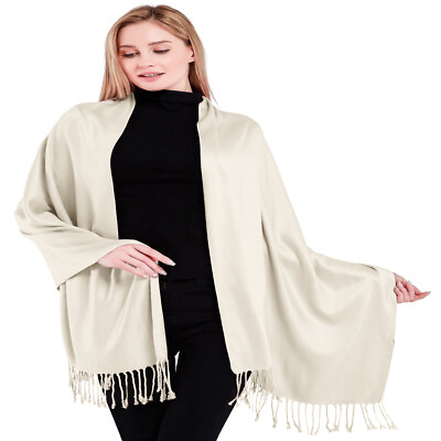 CJ Apparel Off White Einfarbig Schal Sekundenschal Halstuch Stola Pashmina *NEU*