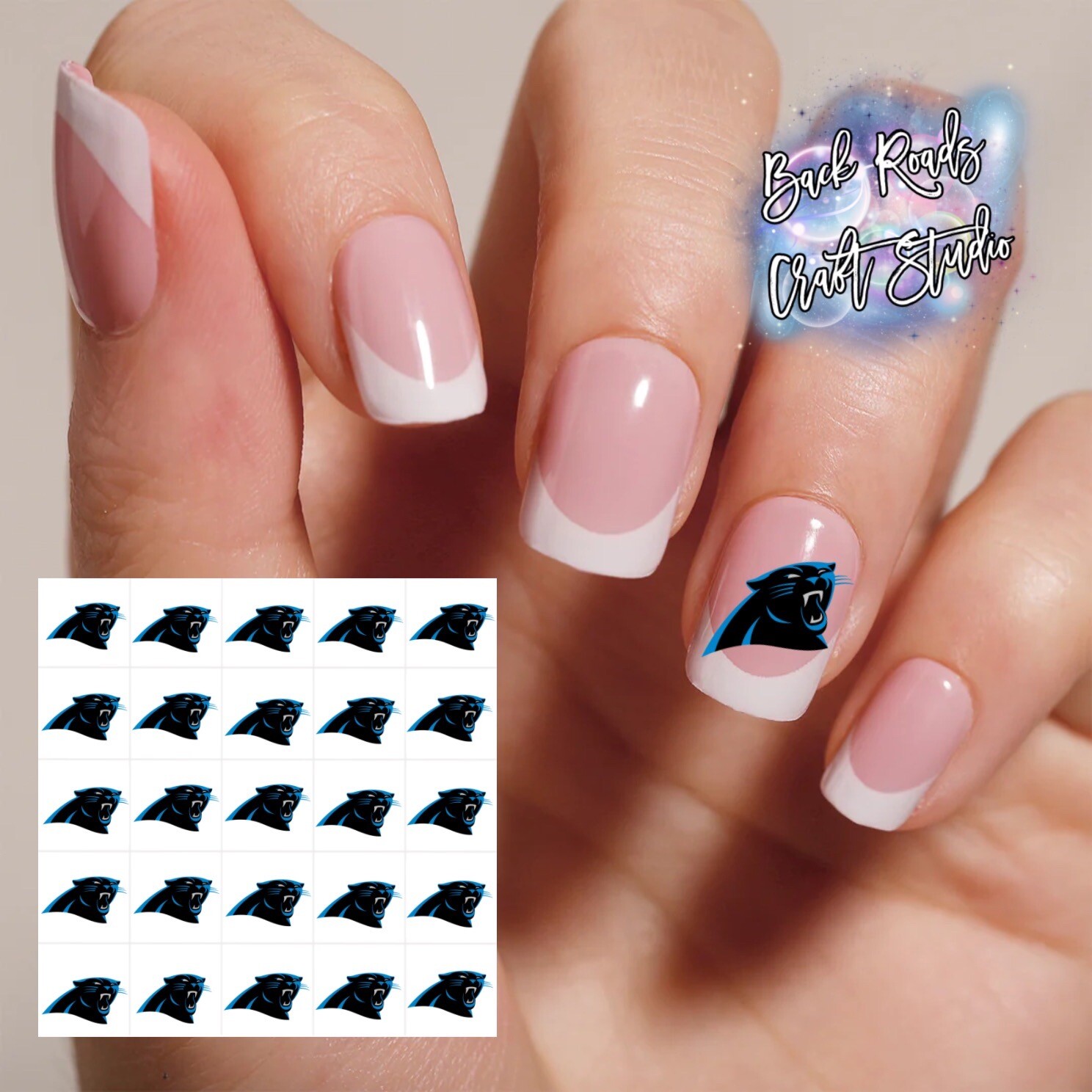 Carolina Panthers Football Waterslide Nail Decals Set of 50 Instructions & Bonus