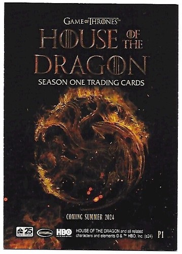 House Of The Dragon Season 1 (One) - 50 Card Basic/Base Set - P1 Promo Card - - Picture 7 of 7