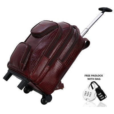 L V CABIN TROLLEY BACKPACK FULL GRAIN REAL COWHIDE LEATHER BAG 18inch HEAVY DUTY