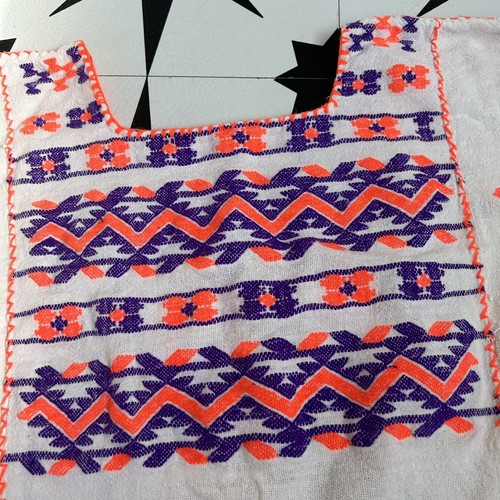 Womens Vtg 70s Embroidered Mexican Linen Boxy Hippie Shirt S/M - Picture 3 of 8