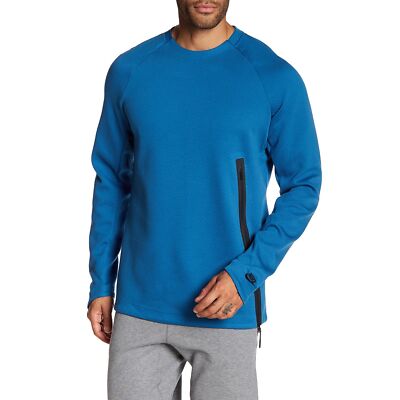 Nike Tech Fleece Crew Neck Men's Casual Fashion Warm Blue-Black 846348-457 