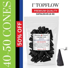50 Charcoal Incense Cones 1'' Hand Dipped Natural Top Flow Smoke Wholesale Bulk