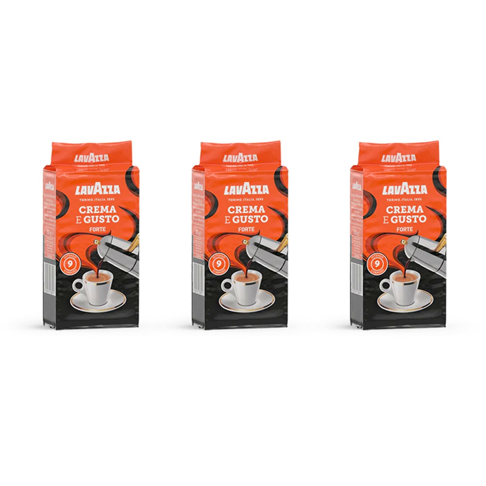 3x LAVAZZA Caffè Crema e Gusto FORTE caffe per Moka Caffettiera macchinetta 250g