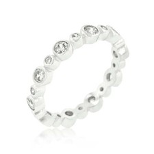 Alternating Bezel Linked Cubic Zirconia Eternity Band .5 ct. Rhodium Plated