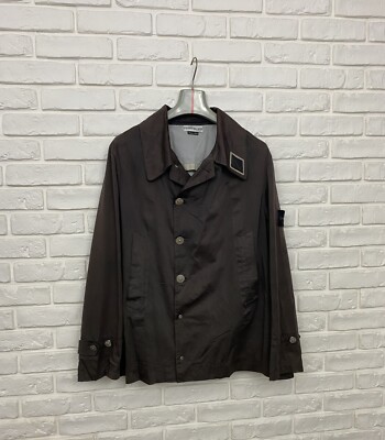 Rare Vintage 2002 Stone Island Raso Gommato Cotton Jacket Brown