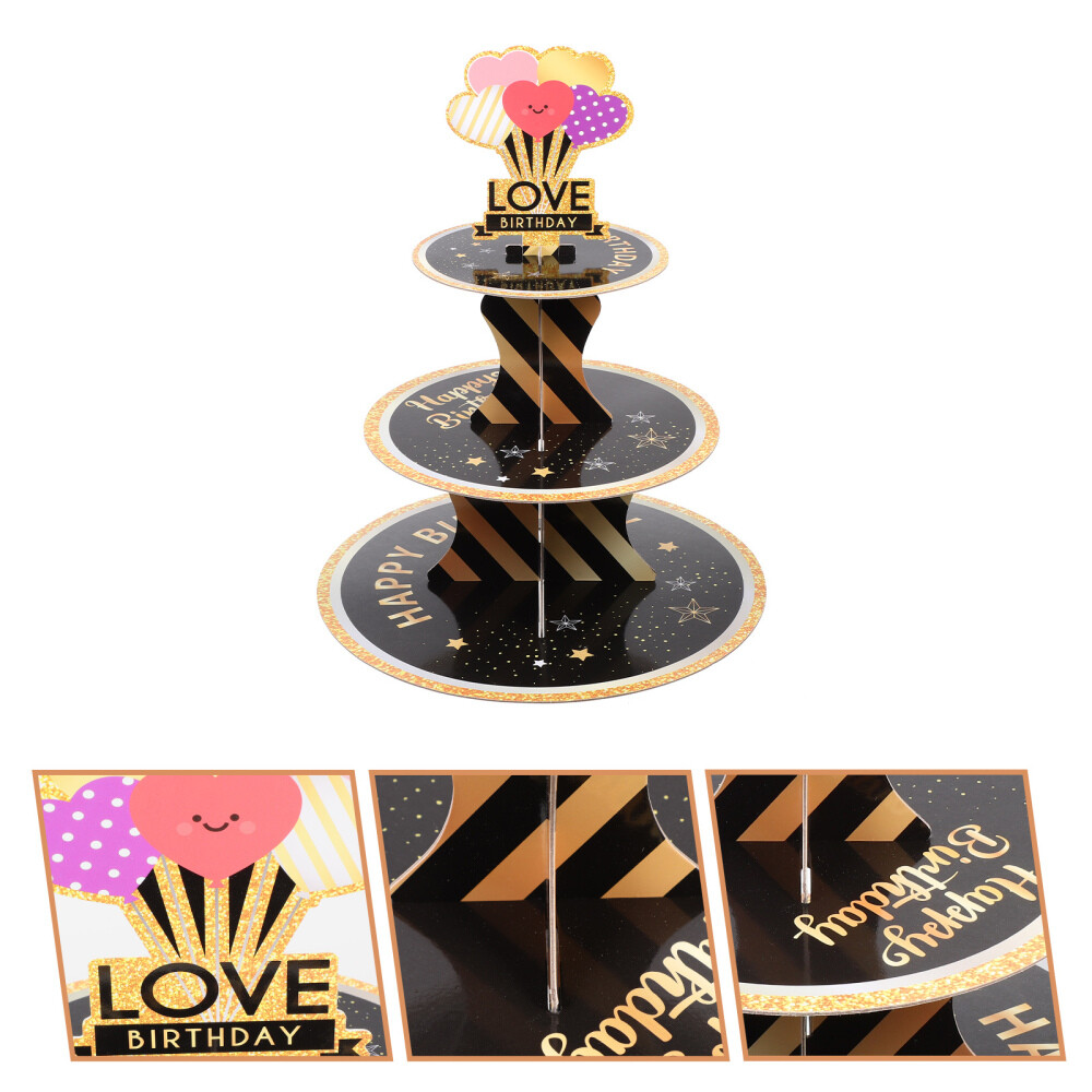Paper Cake Stand Afternoon Tea Cupcake Tower Black Serving Tray Display