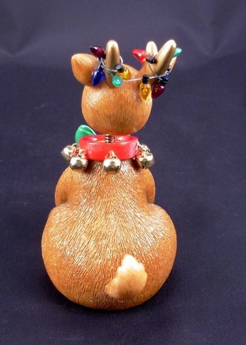 fitz & floyd jiggling christmas bobble reindeer lights 1995 new