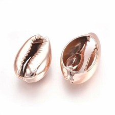 50 Cowrie Shell Seashell Charms Rose Gold Plated Ocean Findings 20mm