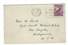 1941 St Johns Newfoundland Canada to Los Angeles CA WWII Cenosred