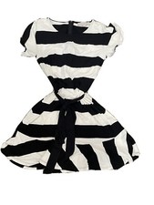 Loft Women's Black & White Striped Sleeveless Dress | 0 AK95