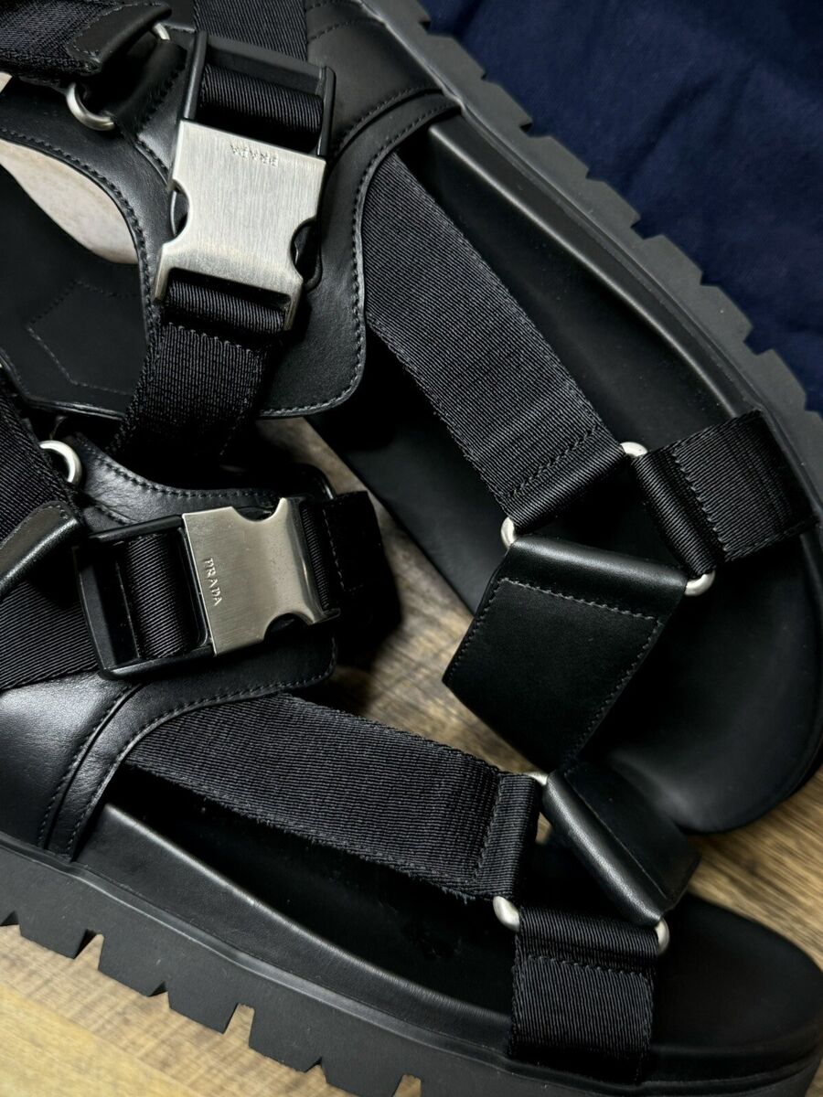 Prada Black leather Strap silver Buckle And Nylon Tape Prada Black leather Strap silver Buckle And Nylon Tape