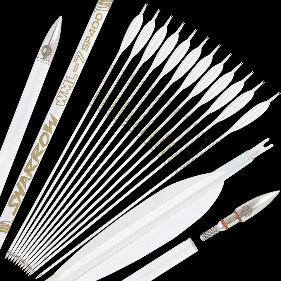 32" Pure Carbon Arrow SP400-800 ID6.2mm Archery 5'' Feathers Recurve Bow Hunting - Image 4 of 4