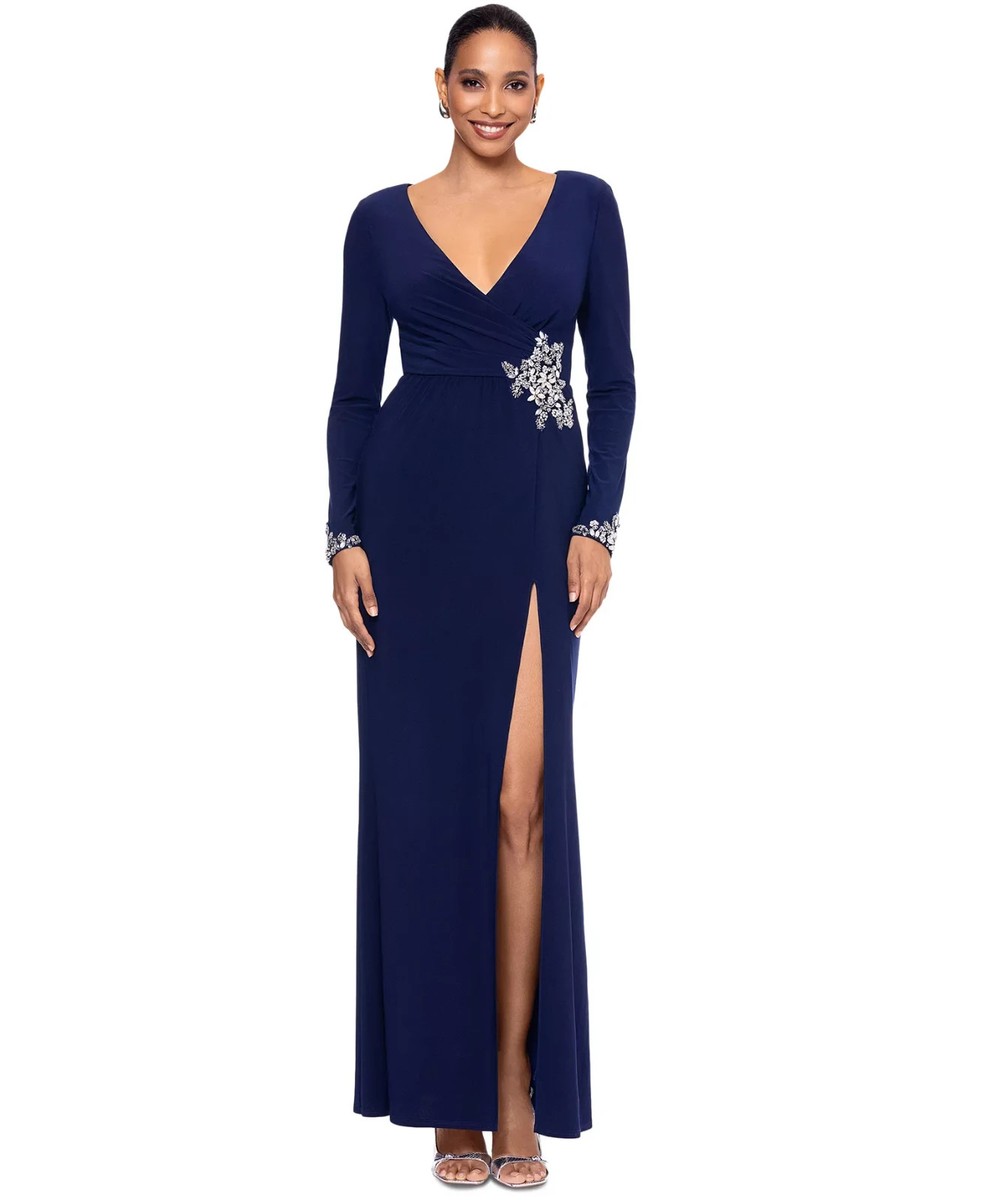 navy and silver formal dresses Zapaka Women Navy Satin Long Formal Dress Halter A Line Sleeveless Prom  Dress – ZAPAKA main image 1