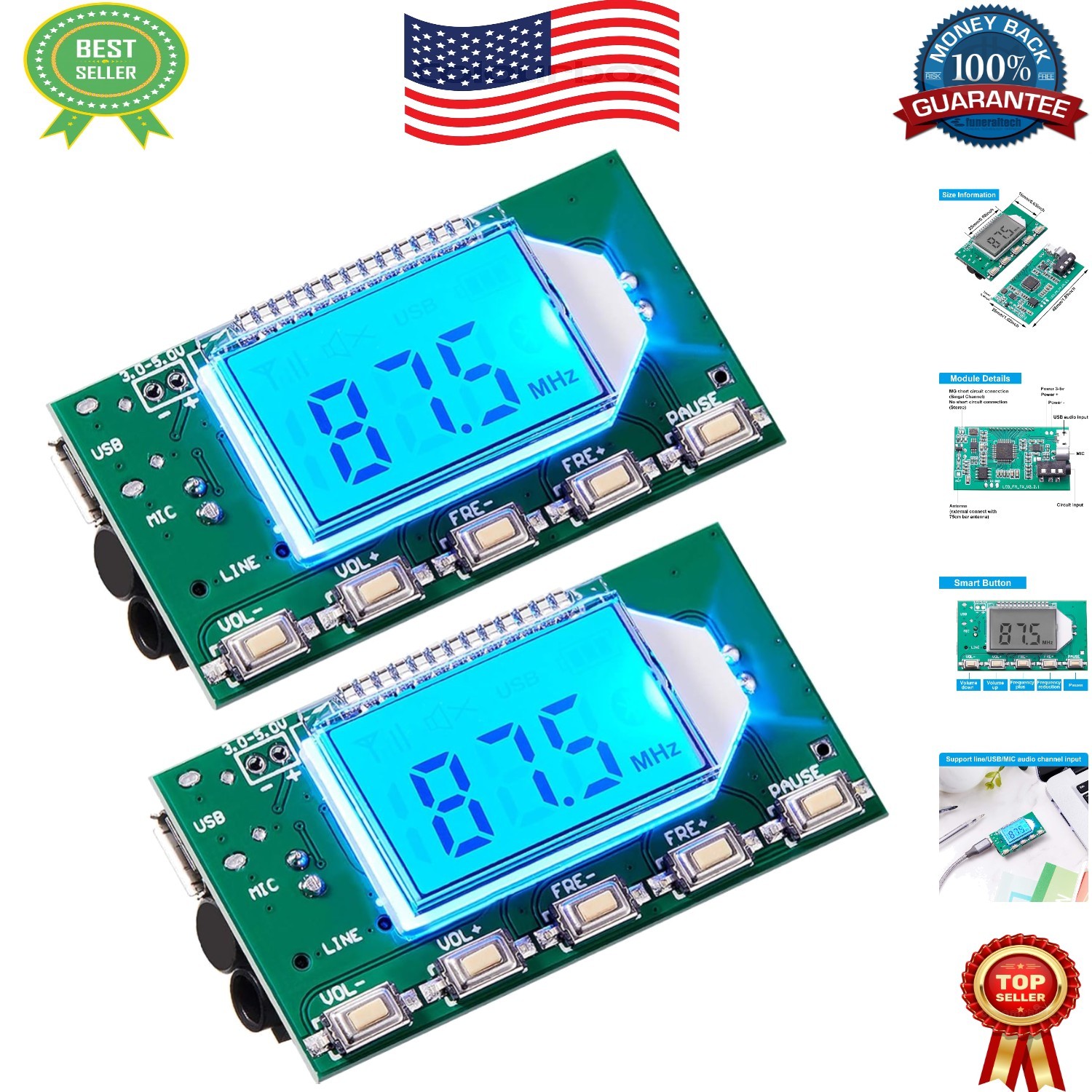 2-Piece Digital FM Transmitter Module with LCD &ndash; Superior 
