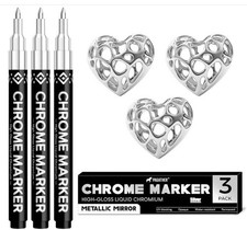Pagather 3Pcs Chrome Paint Markers, Silver Permanent Mirror Liquid Chrome Pens,,