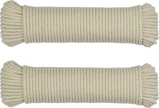 200 ft Natural Cotton Rope, 1/4 Inch Utility Cord 2 Pack 