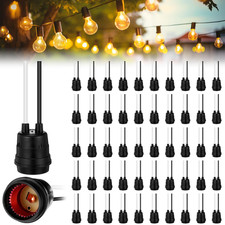 50 Pcs Black Pigtail Lamp Holder Light Sockets E26/ E27 Fully Sealed Waterproof