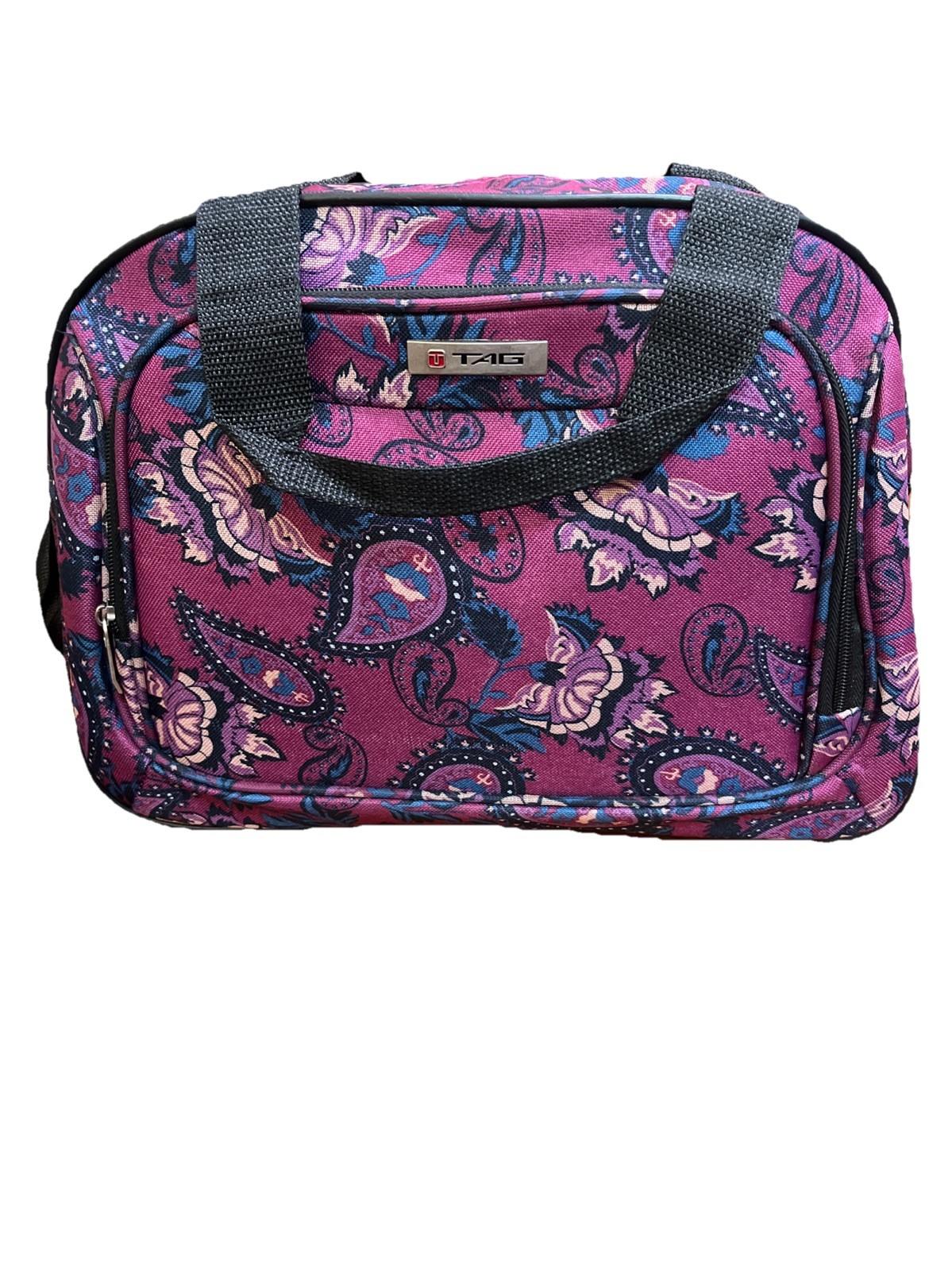 Laptop Travel Tote Womens Purple Paisley Zipper Bag Shoulder