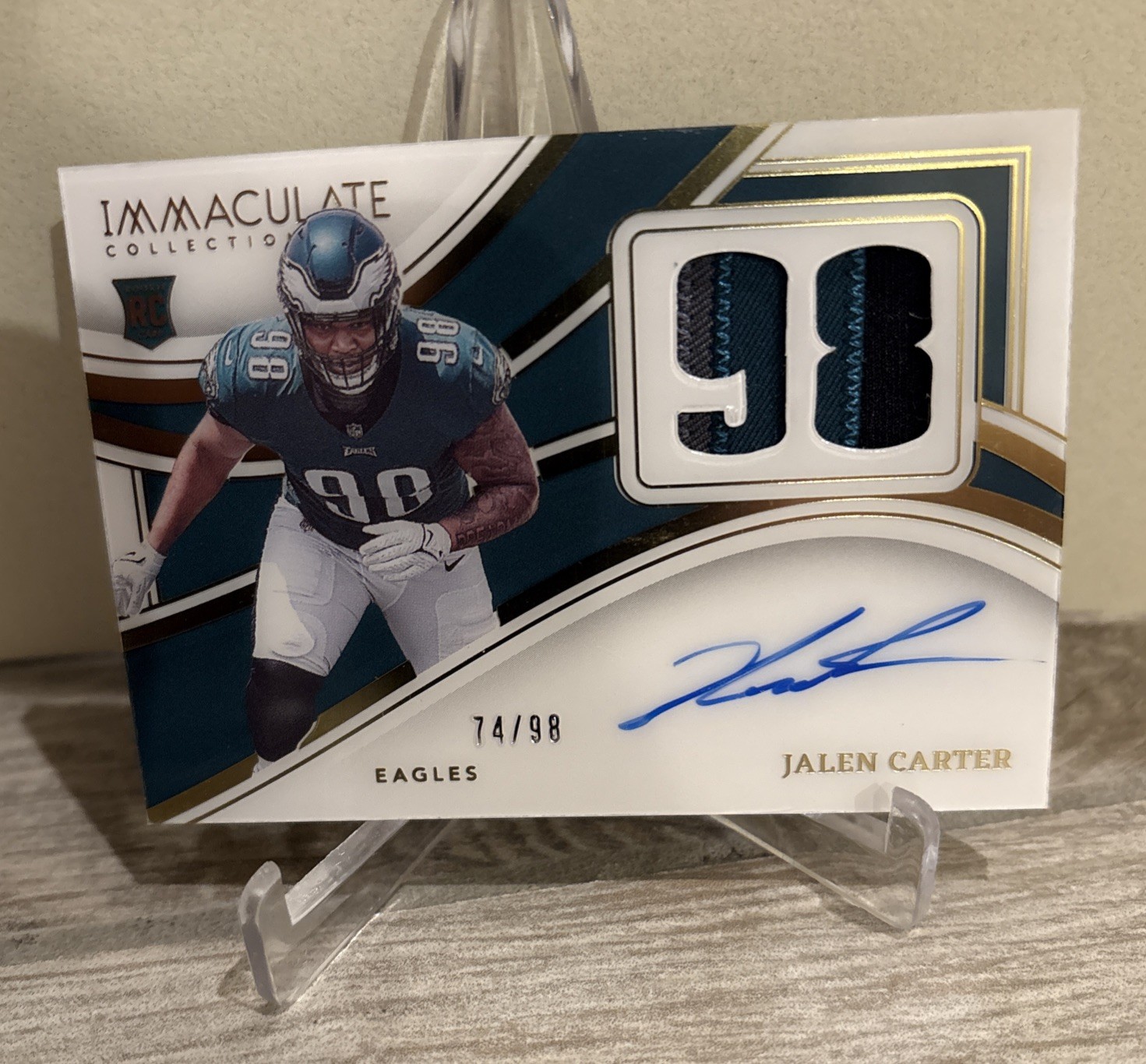 Jalen Carter 2023 Panini Immaculate Rookie Number Patch Auto /98 RPA RC Eagles