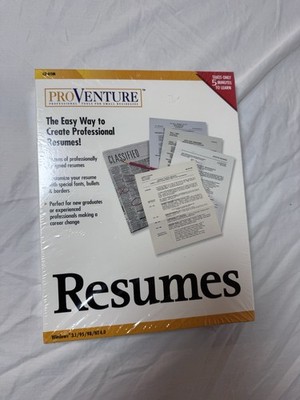 1999 Proventure Resumes Professional Resume Windows CD-ROM Factory Sealed 