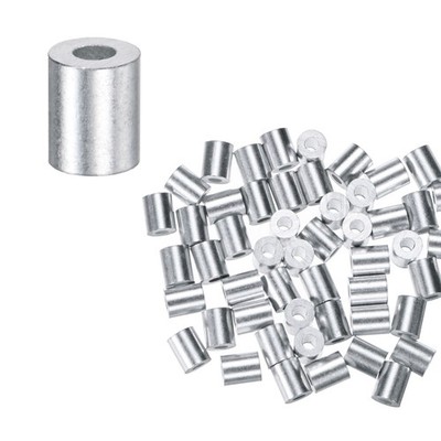 100-Pack Aluminum Crimping Loop Sleeves 1.5mm 1/16'' Round for Wire Rope