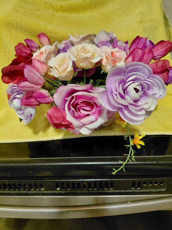 Handmade Flower Arrangement In A Cup Vase