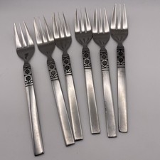 Vintage Oneida Artistic Stainless Steel Cake Forks Korea 14.8cm Cutlery X 6