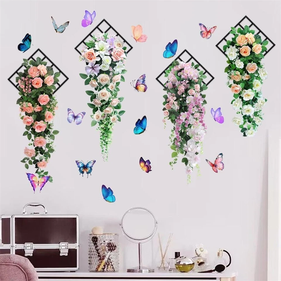Stickers Muraux Fleurs 3D D��coration Murale Esth��tique DIY Stickers D��coratif - Photo 3/4