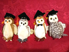 TY BEANIE OWLS ALL WITH TAGS 98 99 00 2001. MINT CONDITION