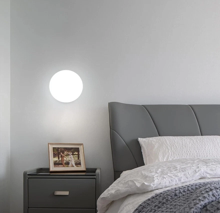 Applique da Parete Attacco E27 Metallo Argento Sfera Vetro Portalampada Interno - Immagine 2 di 4