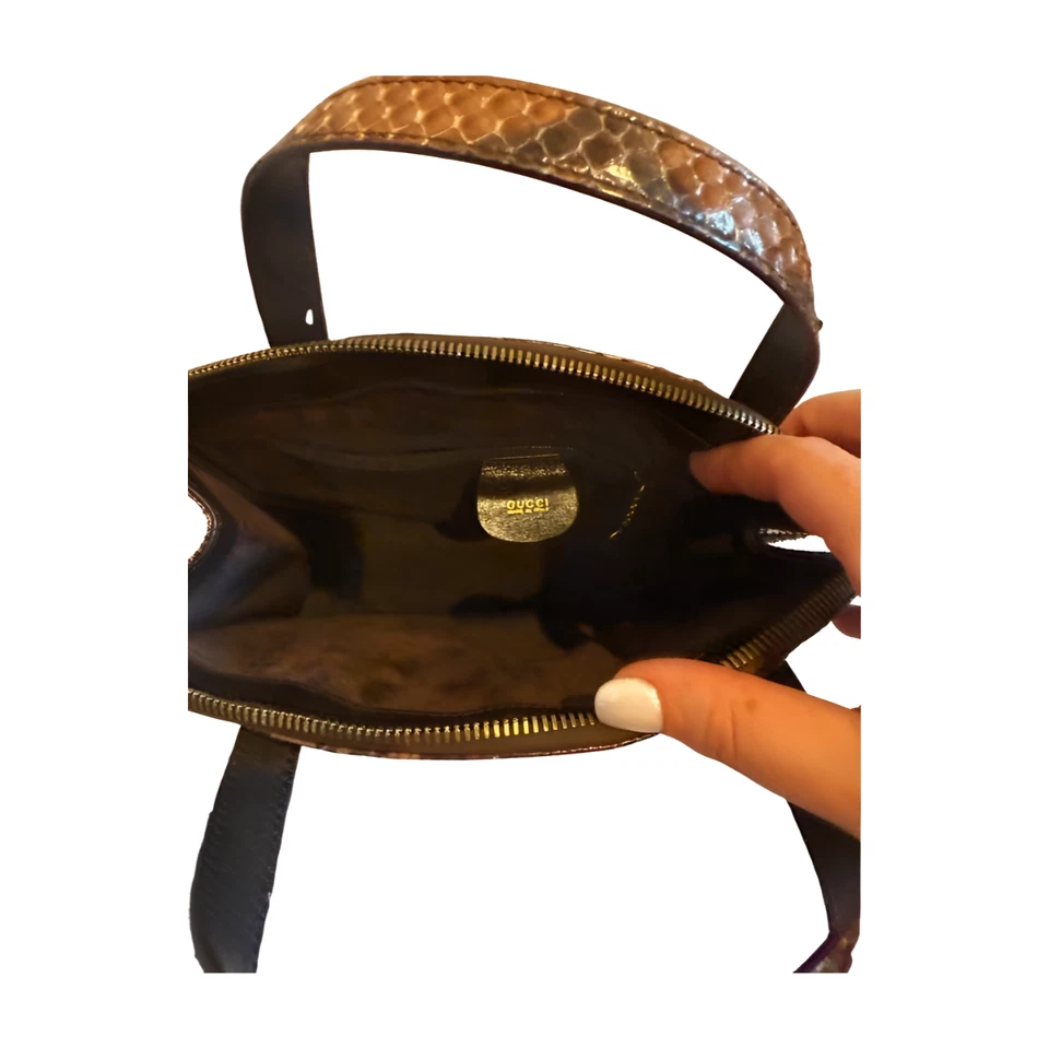 Bolso Gucci Pitón Asa Superior Multicolor Esmaltado Piel de Serpiente Raro De Colección Italia Foto 3 de 4