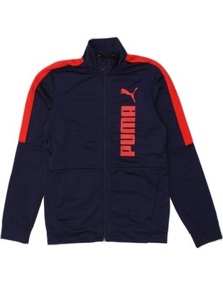 Puma Jungen Trainingsanzug Oberteil Jacke 13-14 Jahre XL Navy Blau Colourblock CI42