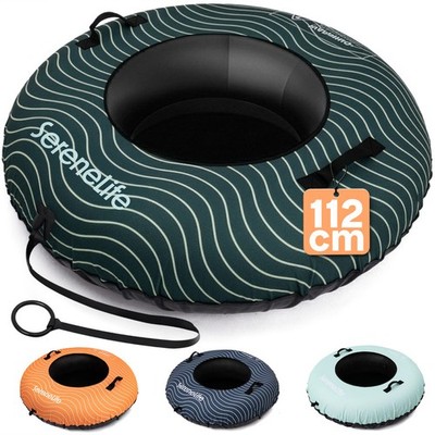 SereneLife Snow Tube 122 cm XXL aufblasbarer Schlitten Rodel Hartboden Griffe