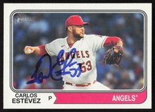 2023 Topps Heritage High Number Carlos Estevez Auto Angels #702 SP COA Card