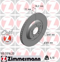 2X Zimmermann Bremsscheibe Coat Z 100.3316.20 FüR 8EC A4 Audi B7 1KE 8E2 B6 8ED