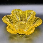 Vtg EAPG Canary Yellow Cadmium Glass Daisy  Sawtooth Ruffled Berry Candy Bowl