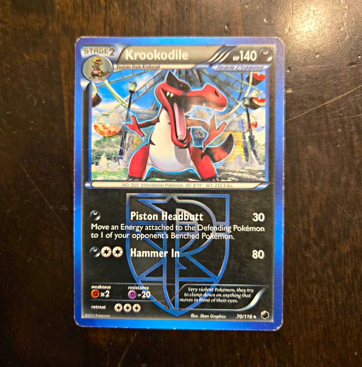 Nintendo Krookodile 70/116 Plasma Freeze Reverse Holo Rare Team Plasma 140 HP