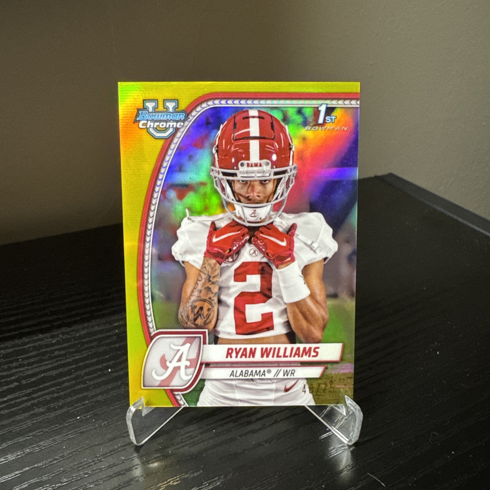 Ryan Williams 2024 Bowman University Chrome 1st Yellow Refractor /75 Alabama SSP