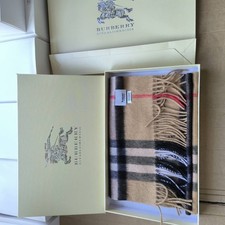 Burberry Cashmere Plaid Scarf Black Gray Red