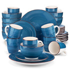 Series Bella, 32 Piece Stoneware Dinnerware Set, Blue Dinner Set, Service for 8