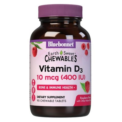 BlueBonnet Nutrition EarthSweet Vitamin D3 400IU - 90 Count (Pack of 1), Red 