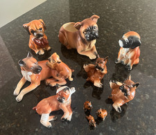 Vintage BOXER 7 Figurine Lot, Japan: Planter, Salt Pepper, Shoe Thief, Mom Puppy