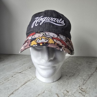Harry Potter Hogwarts Hat Chibi Character Print Brim Black Denim Baseball Cap