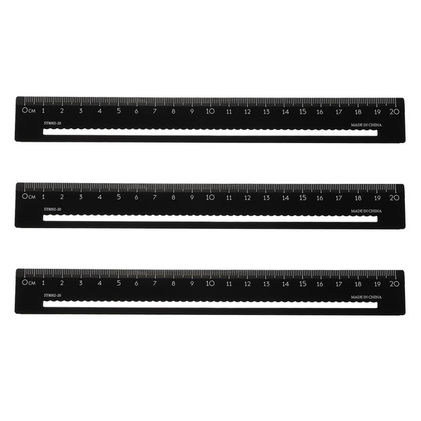 3Er-Set Lineal 20Cm Hohl-Aluminium FüR Straight Ruler, Schwarz-image