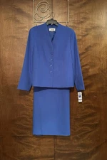 Le Suit Stand-Collar Pencil Skirt Suit Set w/ Blazer Womens 18 Cornflower Blue