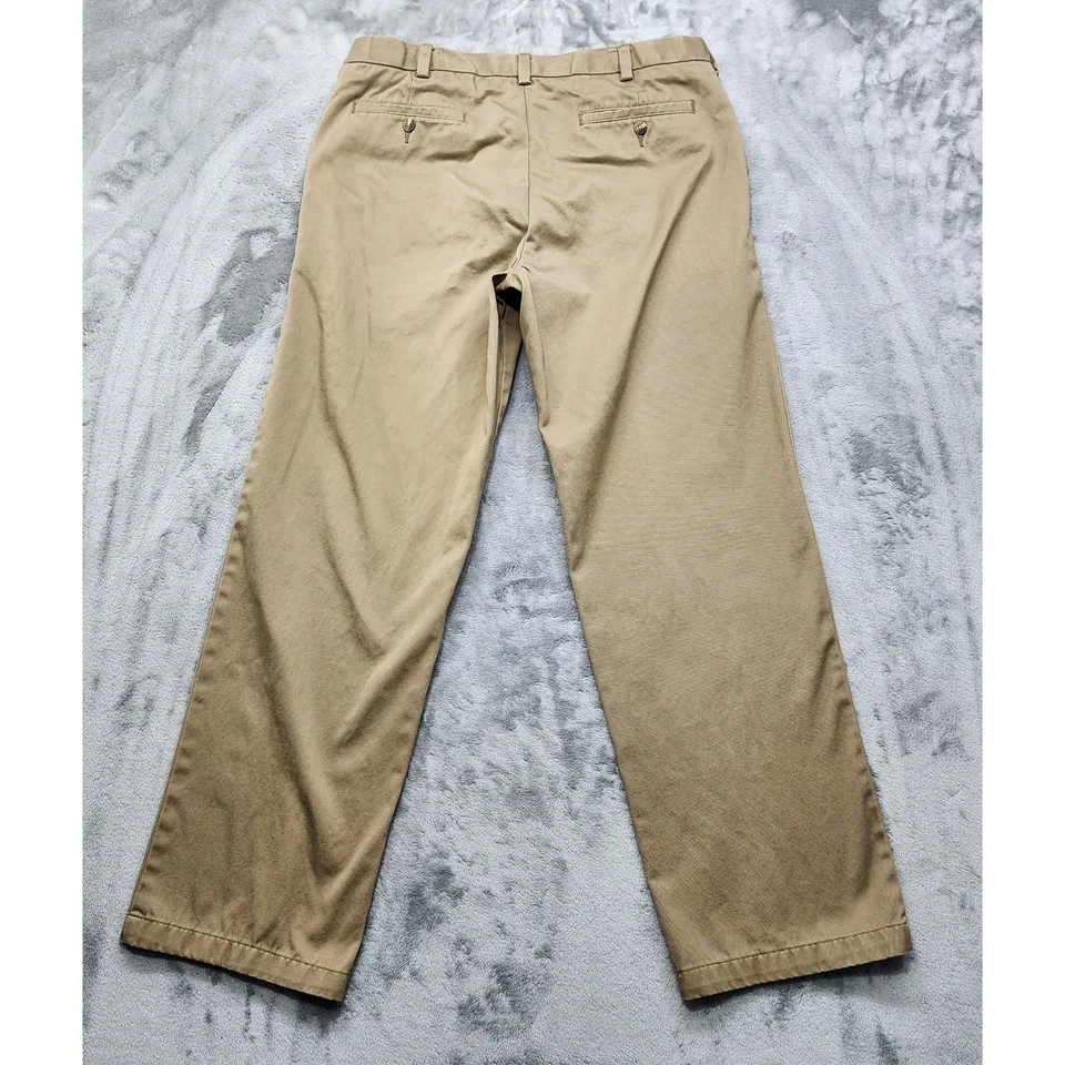 George Pants Mens 34X32 Tan Khaki Chino Straight Leg Cotton Casual Office Preppy - Image 2 of 4