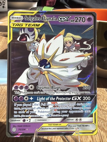 Pokemon Solgaleo & Lunala GX 75/236 Sun & Moon Cosmic Eclipse Ultra Rare Holo