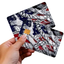 USA US Flag America WE THE PEOPLE Credit Debit Card Skin Sticker Set 2PCS