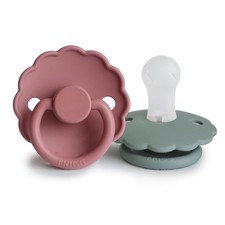 FRIGG Daisy SilkySoft Silicone Baby 1 Count Pack of 2 , Dusty Rose/Lily Pad